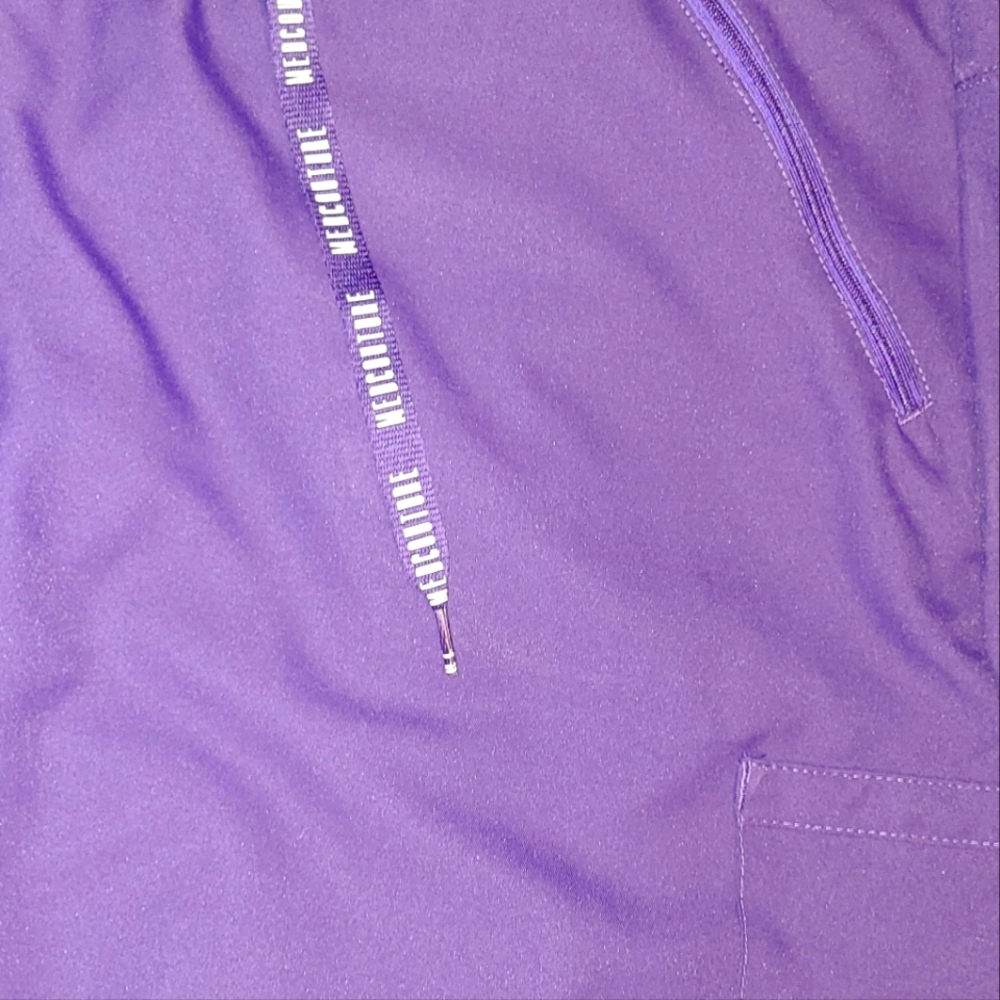 Med Couture purple scrub top and pants